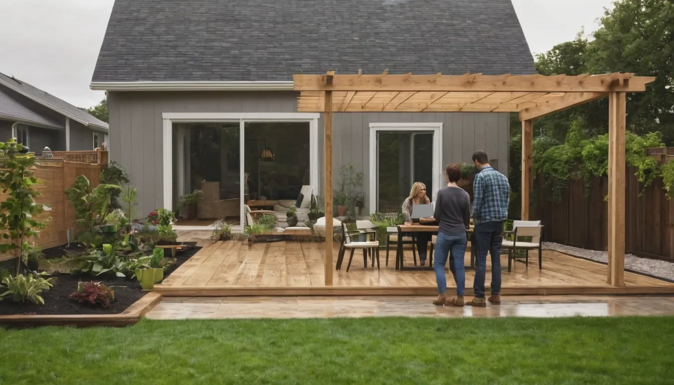 Homeowner reviewing a concrete patio plan with a local provider in the Tacoma area