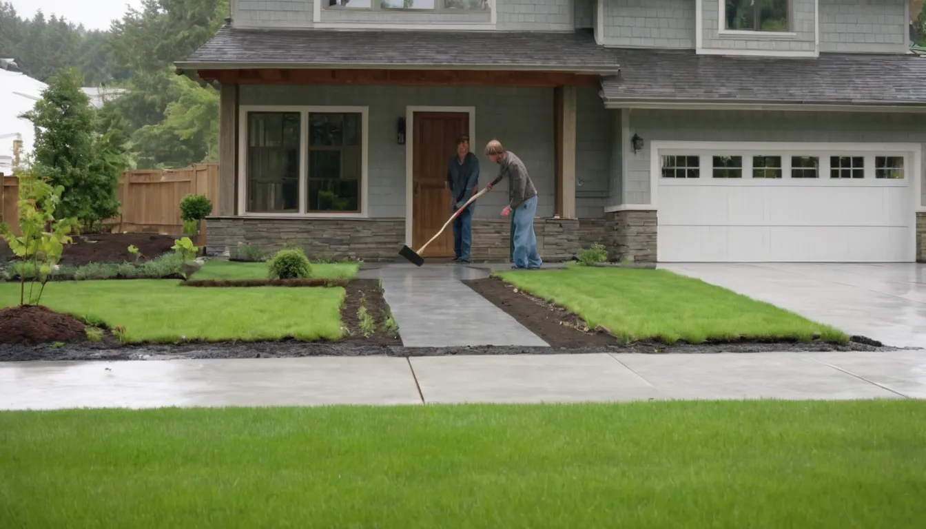 A fresh broom-finished concrete driveway beside a wood-frame home in Tacoma